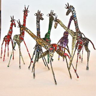recycled metal giraffe by london garden trading