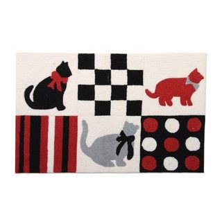 Three Cats, Stripes, Checks, Blocks Pet Rug and Diner Mat Soft Touch Cat Feeders & Waterers