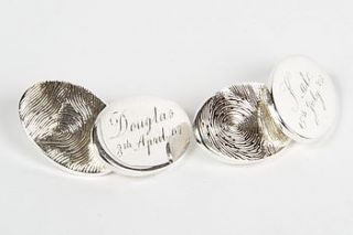 personalised engraved fingerprint cufflinks by philippa herbert