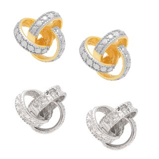 Finesque Diamond Accent Love Knot Earrings with Bonus Pair of Earrings Finesque Diamond Earrings