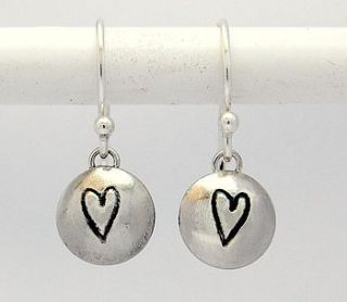 handmade silver heart drop earrings by alison moore silver designs