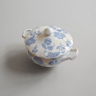 blue and white vintage style sugar bowl by fox in love