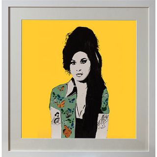 framed yellow amy winehouse print by 77 art