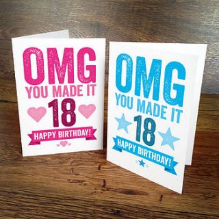 omg you're 18   eighteenth birthday card by a is for alphabet