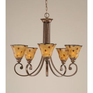 Toltec Lighting Curl 5 Light Up Chandelier with Pen Shell Shade