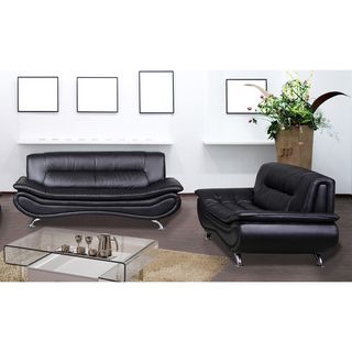Alice Black Bonded Leather Sofa Sofas & Loveseats