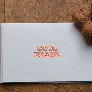 'cool beans' letterpress card by the kennington lane press