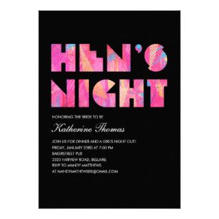Black Modern Hen's Night Invitations