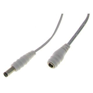 12' 2.1mm x 5.5mm Male to Female DC Power Extension Cable 20AWG White Electronics
