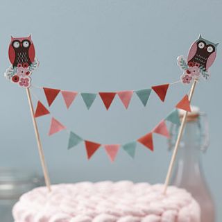 patchwork owl cake bunting party topper by ginger ray