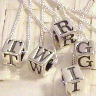 sterling silver alphabet cube necklace by ava mae designs