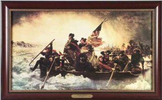 Framed; PREMIUM PRINT with Ultraviolet Canvas Seal, George Washington "Crossing the Delaware" By Emanuel Leutze, 34" X 21   George Washington Crossing The Delaware Painting