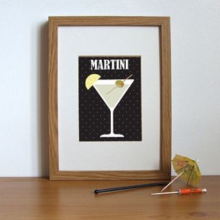 martini cocktail themed print by applemint designs