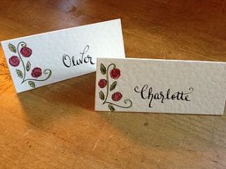 20 personalised place cards by strawberries and cream stationery