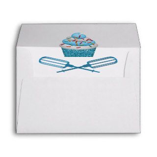 Cupcake & Crossed Beaters In Blue Envelopes