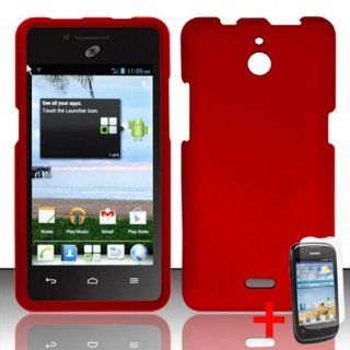 HUAWEI ASCEND PLUS H881C SOLID RED RUBBERIZED COVER SNAP ON HARD CASE + FREE SCREEN PROTECTOR from [ACCESSORY ARENA] Cell Phones & Accessories
