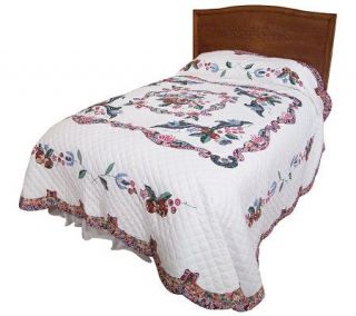Floral Embroidery King Size Quilted Bedspread —