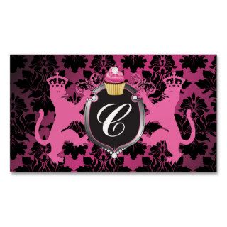 311 Luxe Lion Heraldry Cupcake Pink Metallic Pearl Business Cards