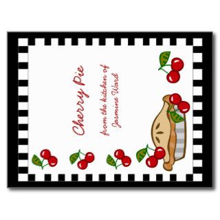 Cherry Pie Recipe Card Post Cards