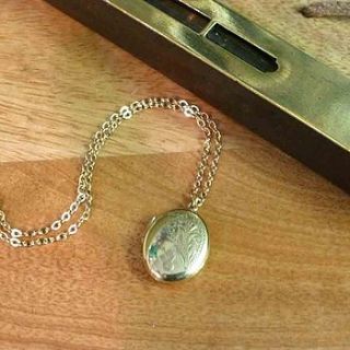 gold oval vintage locket necklace by lime tree design
