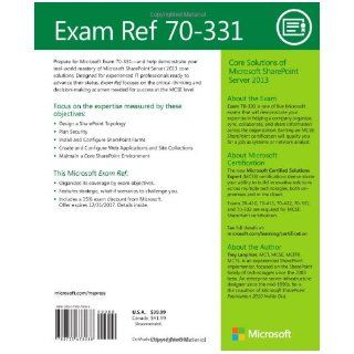 Exam Ref MCSE 70 331 Core Solutions of Microsoft SharePoint Server 2013 Troy Lanphier 9780735678088 Books