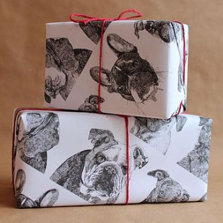 five sheets of 'dogs wrapping paper' by ros shiers