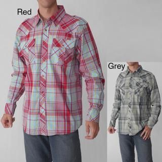 Green Tek Men's Long sleeve Plaid Shirt Casual Shirts