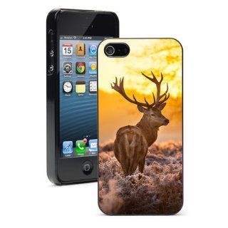 Apple iPhone 5 5S Black 5B345 Hard Back Case Cover Color Red Deer in Sunrise Cell Phones & Accessories