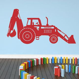 personalised tractor digger wall sticker by oakdene designs