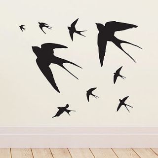 flying swallows vinyl wall sticker by oakdene designs