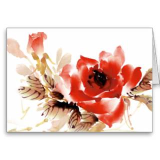 Watercolor Rose Greeting Card 