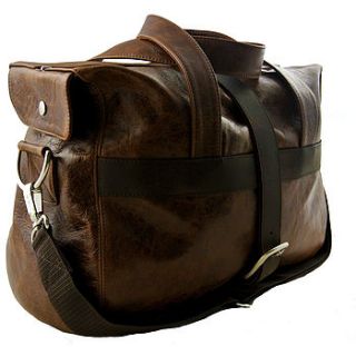 handcrafted brown leather overnight bag by freeload leather accessories