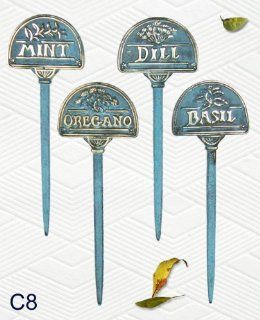 Solid Brass Herb Markers   Set of 4 Pcs  Garden Stakes  Patio, Lawn & Garden
