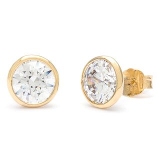 Sterling Essentials Silver Bezel Set Stud Earrings made with Swarovski Zirconia Sterling Essentials Gold Over Silver Earrings