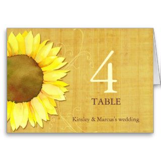 Papyrus Sunflower Wedding Folded Table Number Card