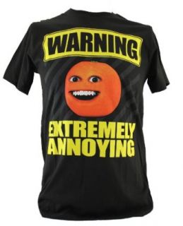Annoying Orange Mens T Shirt   "Warning Extremely Annoying" on Black Clothing
