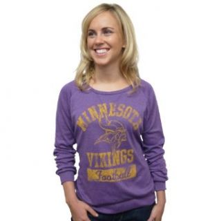 NFL Minnesota Vikings Women's True Vintage Distressed Triblend Crew Neck Long Sleeve Pullover, Dark Grape, Small  Fashion T Shirts  Clothing
