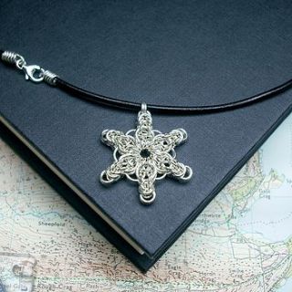 silver chainmail snowflake by woven silver jewellery