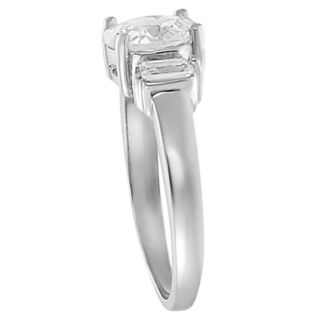 Tressa Collection Silvertone Oval & Baquette CZ Bridal Engagement Ring Journee Collection Cubic Zirconia Rings