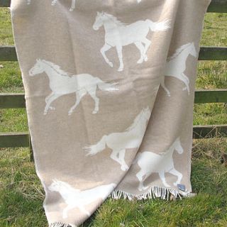 horse patterned lambswool blanket by the wool room