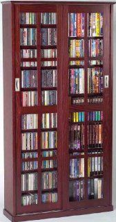 Leslie Dame MS 700DC Mission Multimedia DVD/CD Storage Cabinet with Sliding Glass Doors, Cherry   Audio Video Media Cabinets