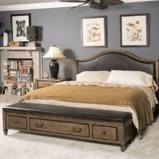 American Drew   Americana Home Highland Leather Bench Queen Bed   114 343R   Bedroom Furniture Sets