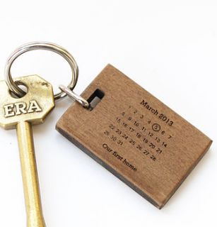 new home personalised wood keyring by made lovingly made