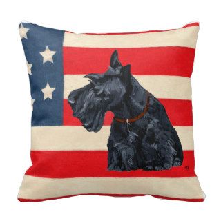 Patriotic Scottish Terrier Pillow