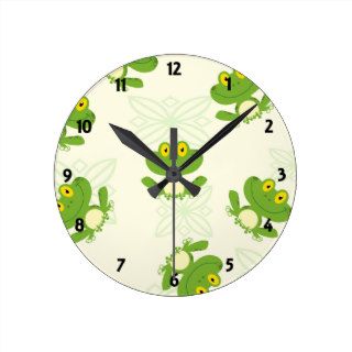 Frog Pattern Childrens Learning Wall Clock