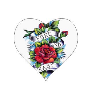 Free and Easy Roses Tattoo Artwork. Heart Sticker