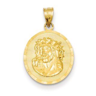 14k Yellow Gold Diamond Cut Jesus Medal Charm Pendant 16mmx25mm Jewelry