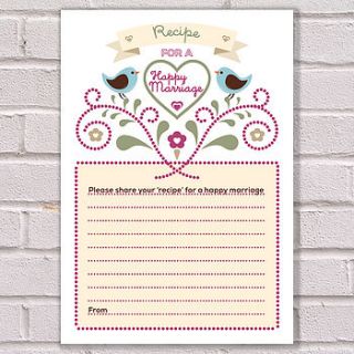 recipe for happy marriage guest cards by intwine