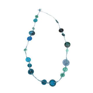 long knotted button necklace by the blue pebble