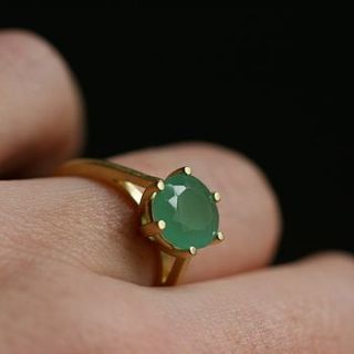 gold green chalcedony gemstone ring by house of yve